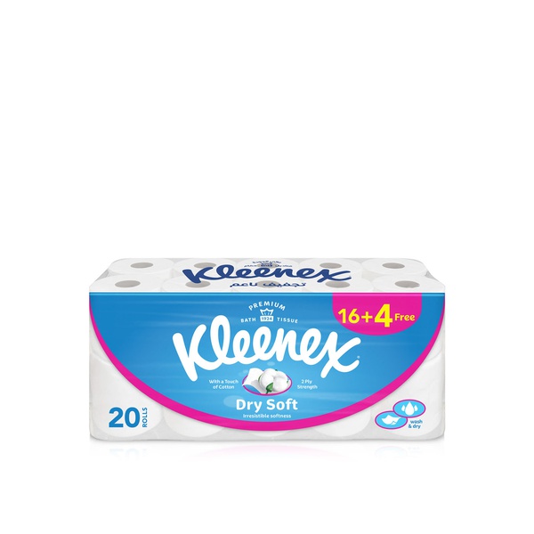 Buy Kleenex dry soft toilet tissue paper 200 sheets x 2 ply x 20 rolls in UAE