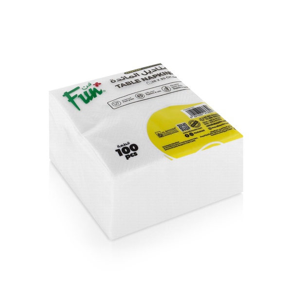 Fun 1-Ply 30cm White Napkins 100 Pack