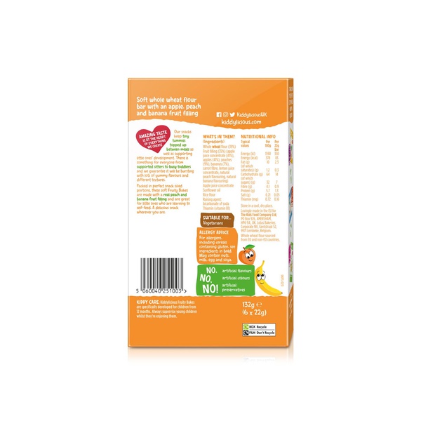 Kiddylicious Peach and Banana Fruity Bakes 12+ Months 6 x 22g