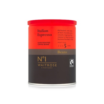 Waitrose No.1 Italian Espresso Slow Roasted Coffee Beans 250g