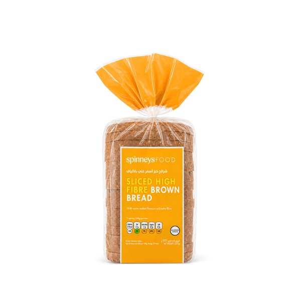 Spinneysfood Sliced High Fibre Brown Bread 500g