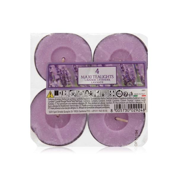 Buy Aladino scented maxi tealight candle lavender x4 in UAE