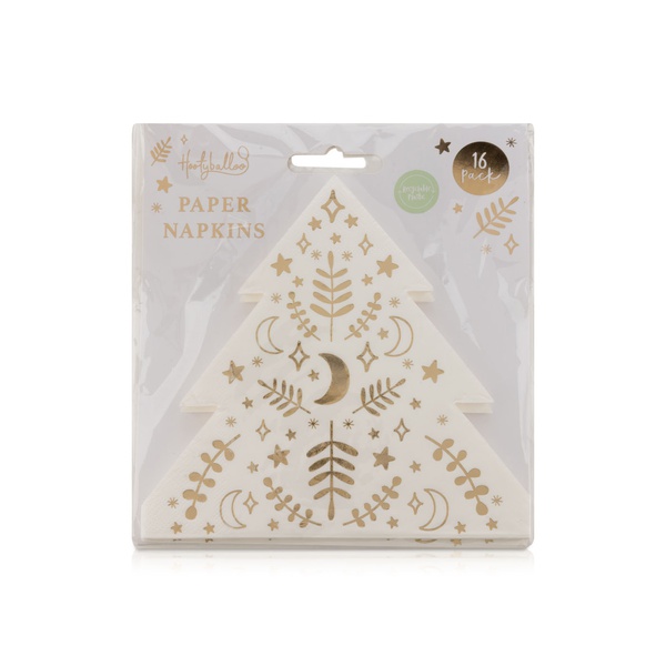 Hootyballoo Gold Christmas Tree Paper Napkins 16 Pack