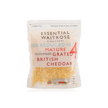 Waitrose Essential 30% Reduced Fat Mature Grated Cheddar Strength 4 250g
