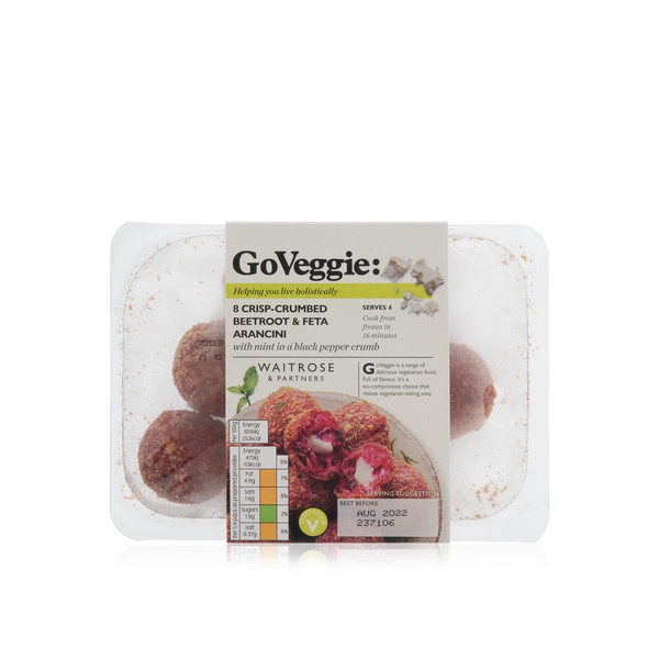 Waitrose Frozen Goveggie: 8 Crisp-Crumbed Beetroot & Feta Arancini 180G
