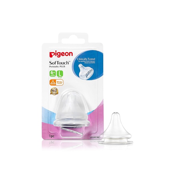 Pigeon SofTouch Peristaltic Plus Wide-Neck Silicone Nipple Size L x 1