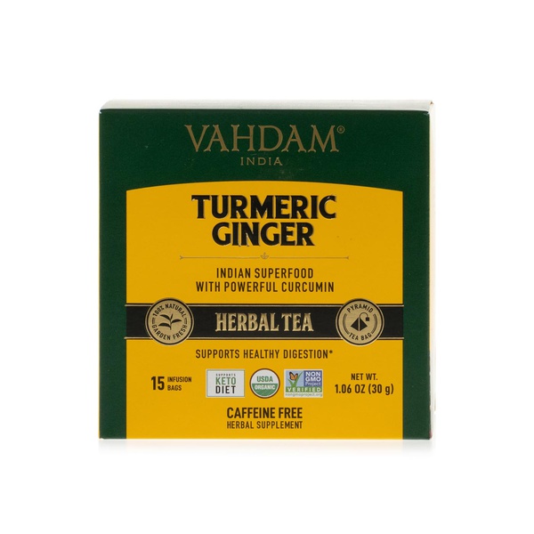 Vahdam 15 Turmeric And Ginger Tea Bags 30g - Spinneys UAE