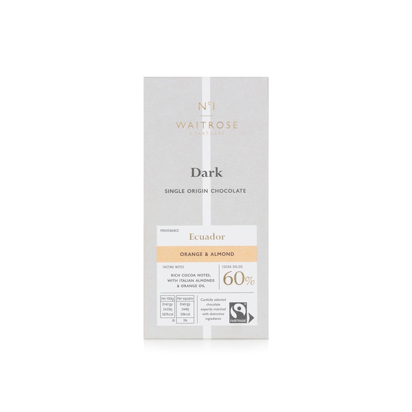 Waitrose No.1 Dark Chocolate with Orange & Almond 100g