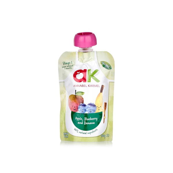 Buy Annabel Karmel organic apple, blueberry & banana puree 100g in UAE