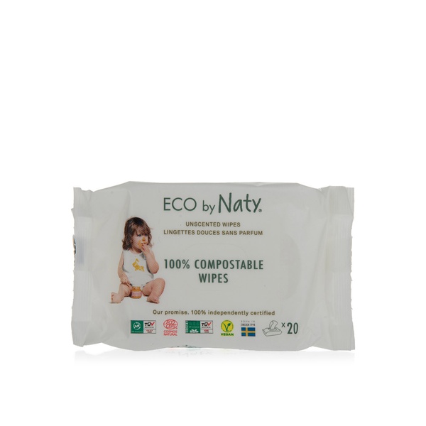 اشتري Naty eco sensitive baby wipes unscented 20 pack في الامارات