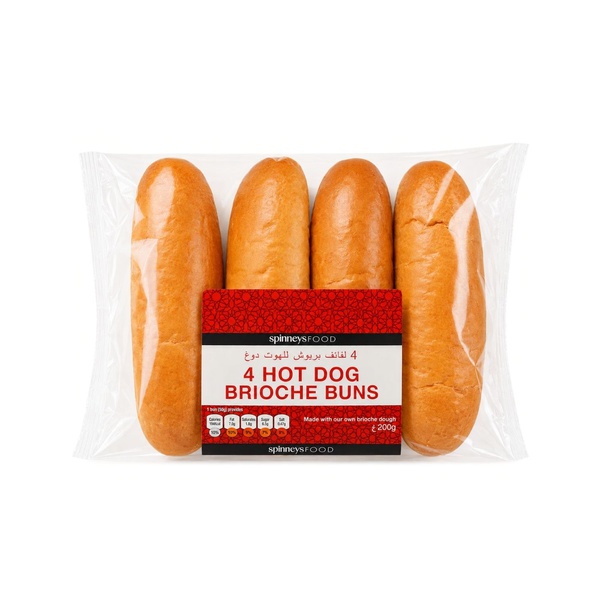 Spinneysfood Brioche Hot Dog Buns x 4 200g