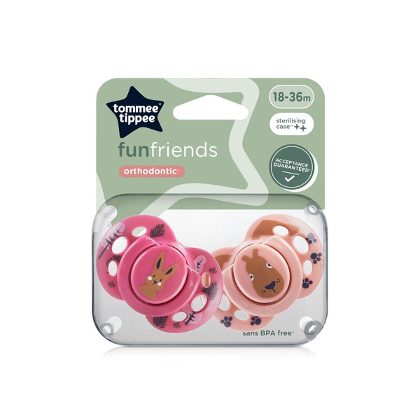 اشتري Tommee Tippee fun friends orthodontic soothers 18-36 months x 2 في الامارات