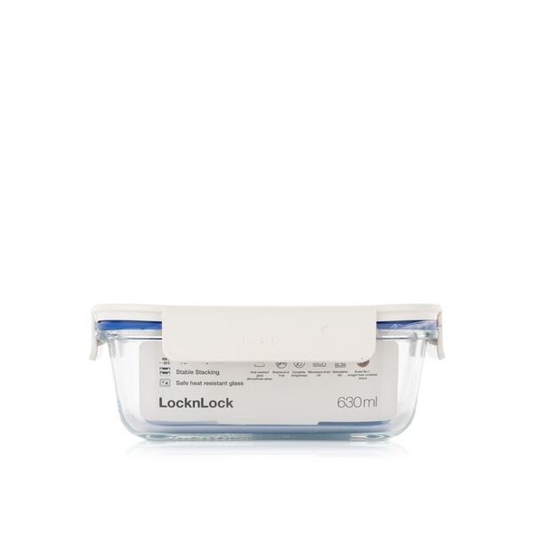 Lock & Lock Glass Clear Rectangle White 630ml