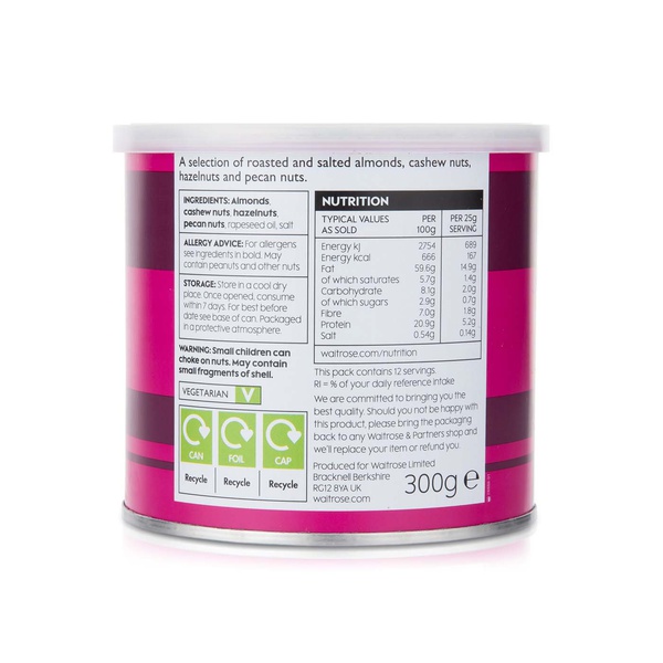 Waitrose Roasted Salted Mixed Nuts Can 300g