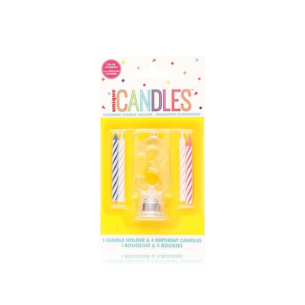 Unique Flashing Candle Holder with Candles x 3