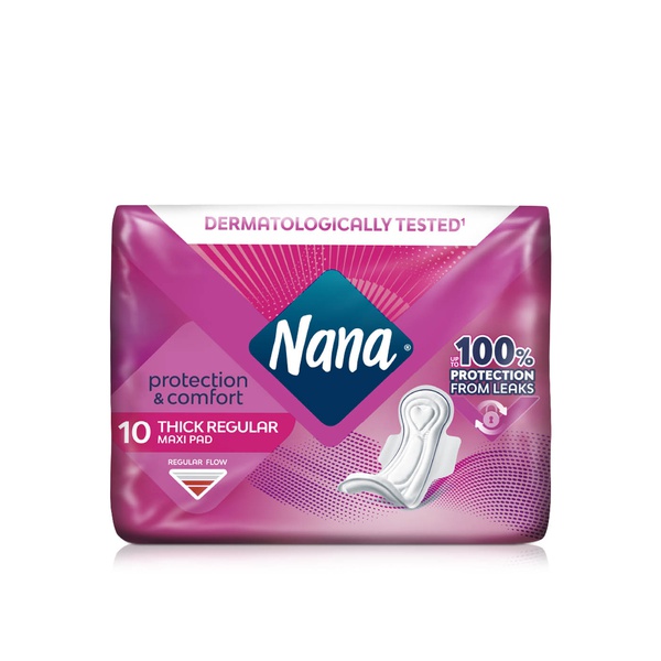 Nana Protection and Comfort Maxi Thick Sanitary Pads Normal Wings 10 Pack
