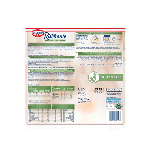 Dr Oetker Ristorante Pizza Mozzarella Gluten Free 370g