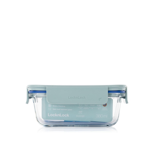 Lock & Lock Glass Clear Rectangle Mint 380ml