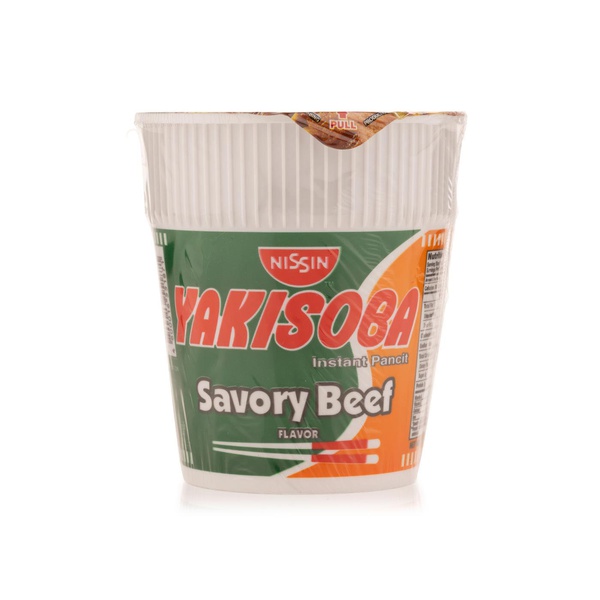 Buy Nissin yakisoba instant pancit savoury beef flavour cup 77g in UAE