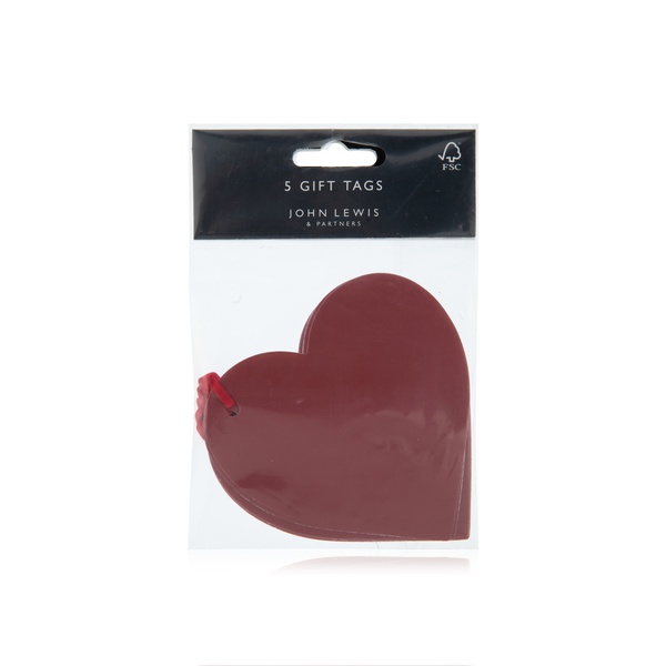 John Lewis 5 Red Heart Shaped Gift Tags