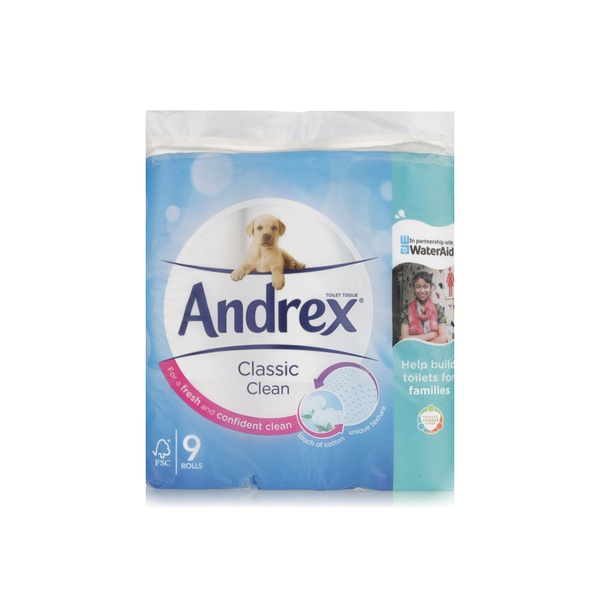Buy Andrex classic clean toilet tissue 2ply 9pk in UAE