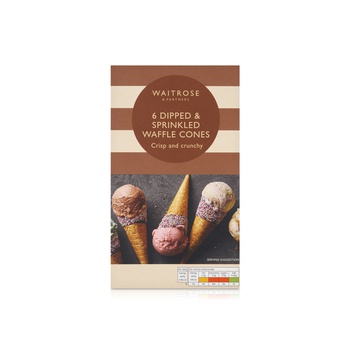 Waitrose Dipped & Sprinkled Waffle Cones x 6 270g