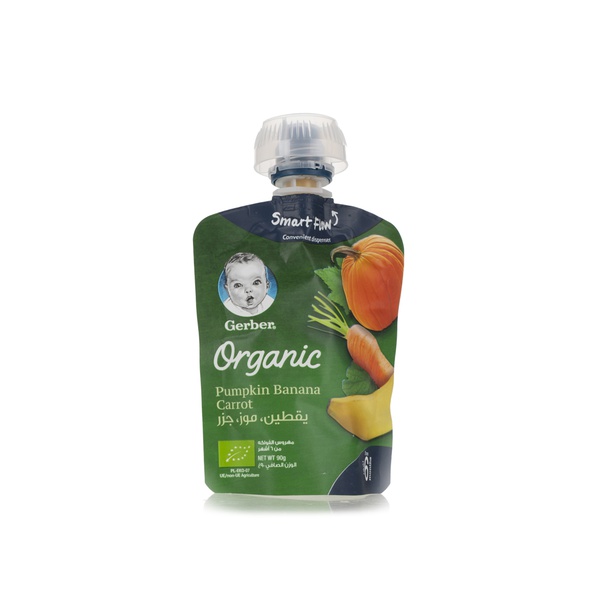 اشتري Gerber organic pumpkin banana & carrot puree 6+ months 90g في الامارات