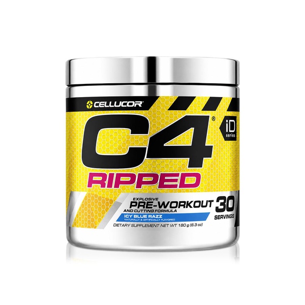 C4 Ripped Icy Blue Razz Pre Workout Supplement 189g