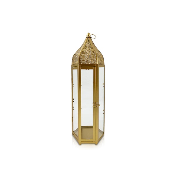 Party Magic Eid Lantern Candle Holder Gold 16.9x16.9x57cm
