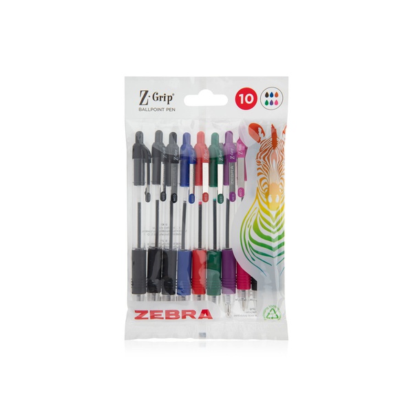 Zebra Z-Grip Ballpoint Pens Assorted Colours 10 Pack