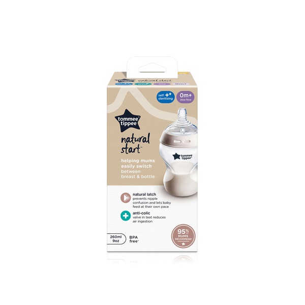 Buy Tommee Tippee natural start baby bottle with teat 0m+ 260ml in UAE