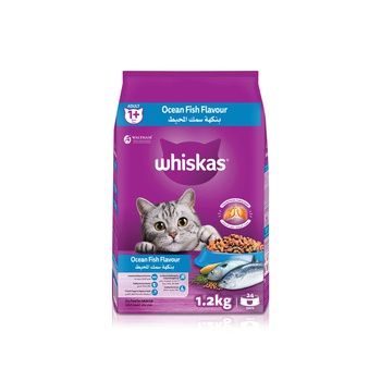 Whiskas Dry Cat Food for Adults 1+ Years with Ocean Fish Salmon Pockets 1.2kg