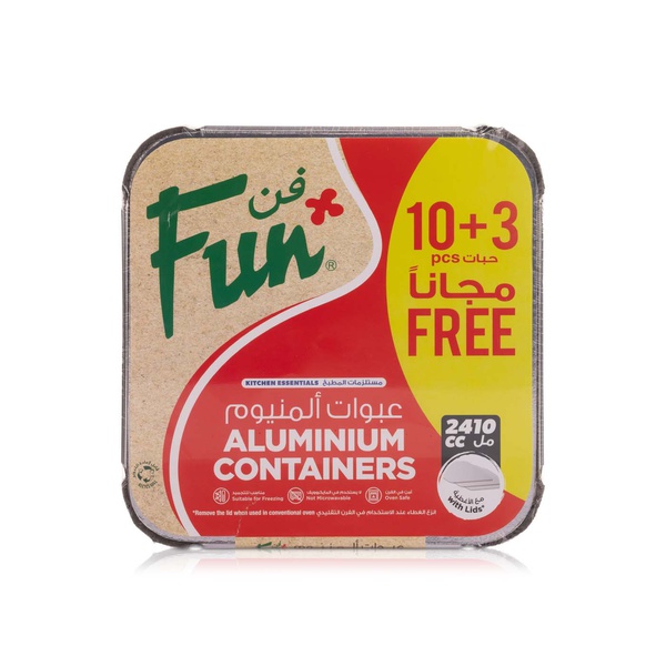 Buy Fun aluminium food containers with lids 10+3 2.41l in UAE