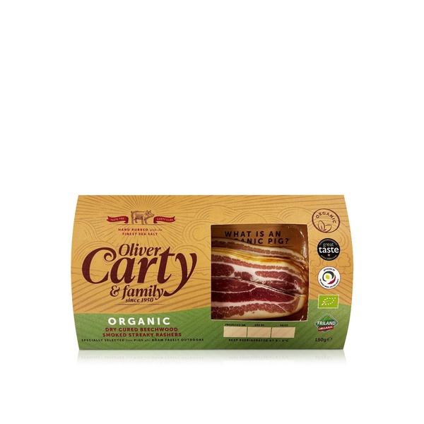Oliver Carty Organic Dry Cured Beechwood Smoked Streaky Rashers 150g