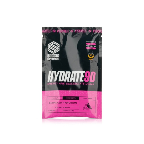 Soccer Supplements Hydrate 90 Energy and Electrolyte Drink Powder Mixed Berry 33g