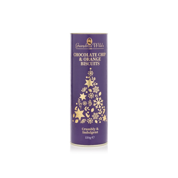 Grandma Wild's Chocolate Chip and Orange Biscuits Christmas Tree Tube 150g