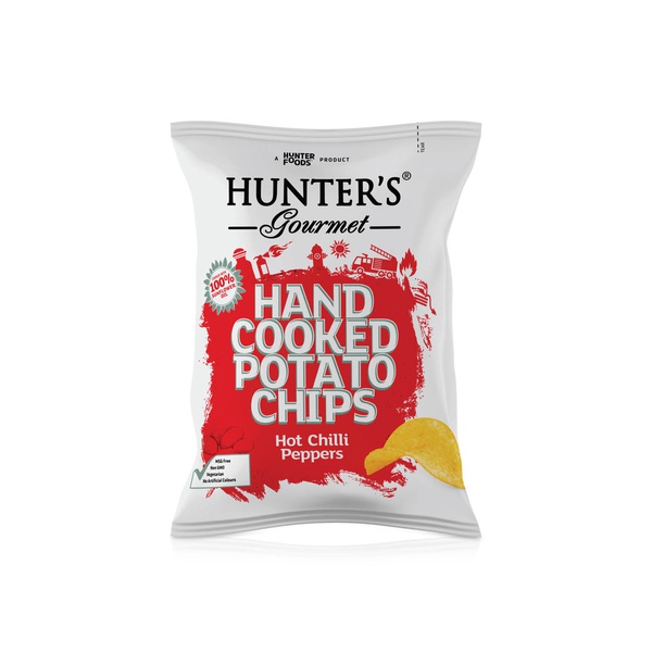 Hunter's Gourmet Hot Chilli Peppers Hand Cooked Potato Chips 125g