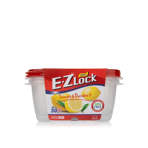 Lock & Lock Ez Lock Rectangular Container Hle6424 1.32 litre 2 Pack