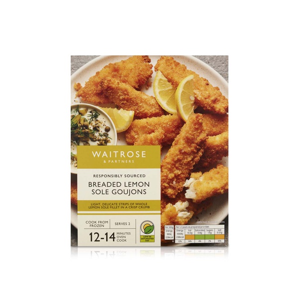Waitrose Frozen Breaded Lemon Sole Goujons 220g