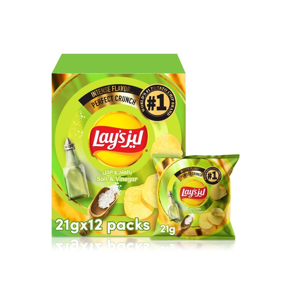 Lays Salt and Vinegar Potato Chips 12 x 21g
