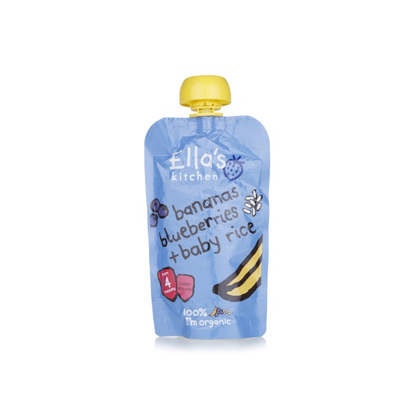 Buy Ellas Kitchen organic banana blueberry baby rice 4+ months 120g in UAE