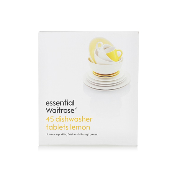 Buy Essential Waitrose lemon dishwasher tablets x45 in UAE