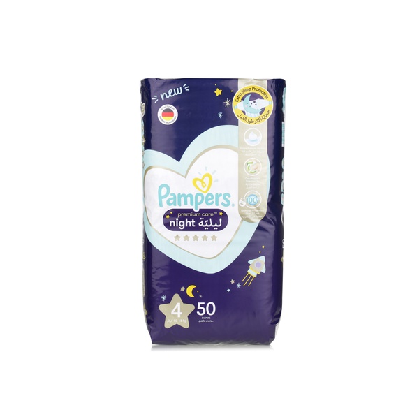 اشتري Pampers Premium Care night diapers size 4 50s في الامارات