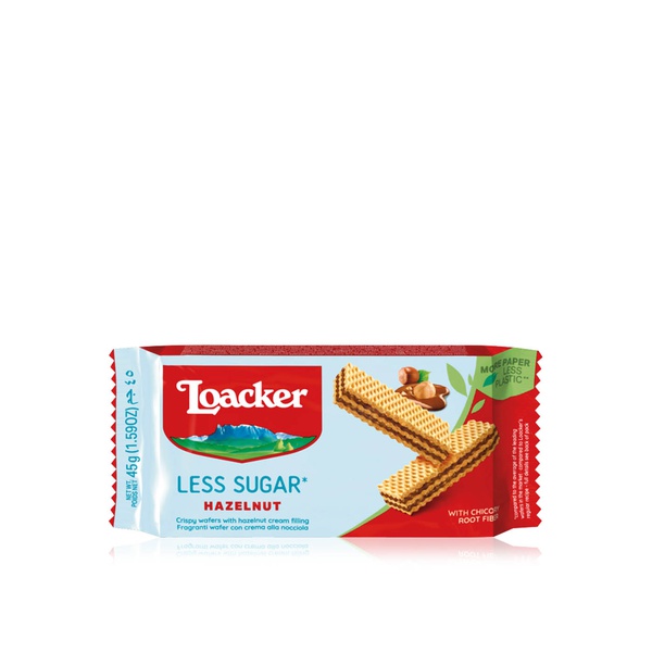 Buy Loacker less sugar hazelnut wafer 45g in UAE