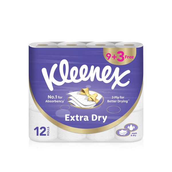 اشتري Kleenex extra dry toilet rolls 3ply 12 pack في الامارات