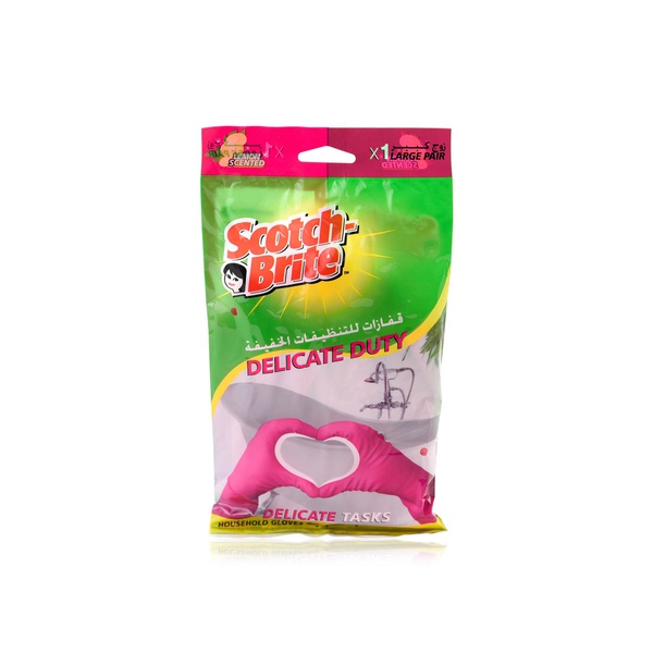 Scotch Brite Extra Delicate Lemon Scented Duty Gloves Large Pink