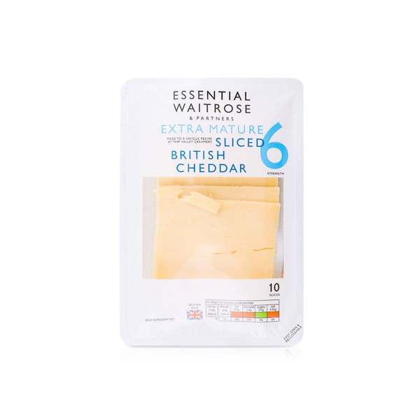 Waitrose Essential Sliced British Cheddar Extra Mature 10 slices 250g