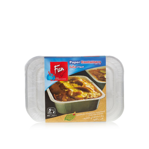 Buy Fun microwavable container with lid 768ml x5 in UAE