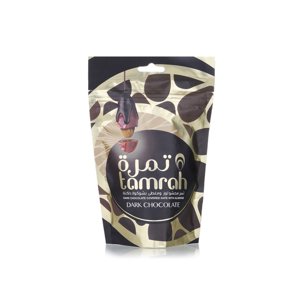 Buy Tamrah dark chocolate covered dates with almond 100g in UAE