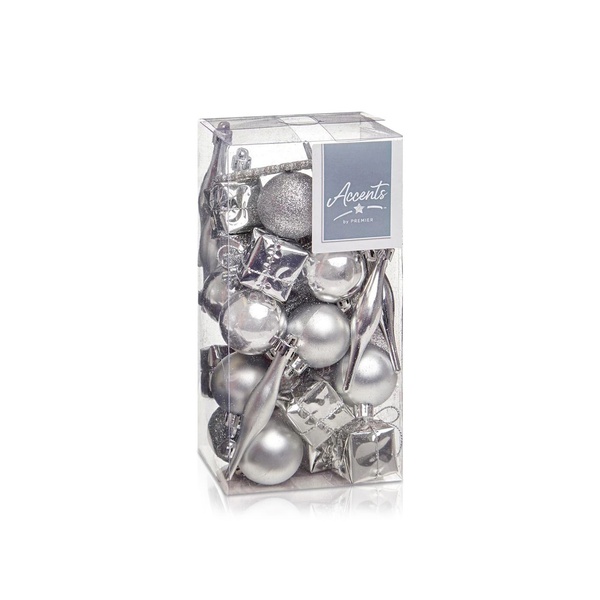 Premier Silver Hanging Decoration Assorted 37 Pack